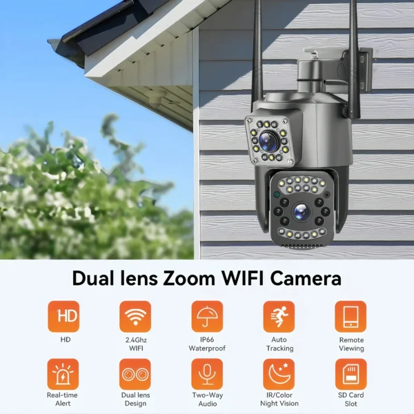 CCTV Camera V380 Pro 4K 4MP 4G Free SIM Card Outdoor IP Security Camera Bidirectional Call Color Night Vision AI WiFi Camera 4G - Image 2