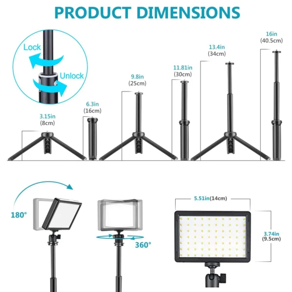 Photography LED Video Light Panel Lighting Photo Studio Lamp Kit For Shoot Live Streaming Youbube With Tripod Stand RGB Filters - Image 6