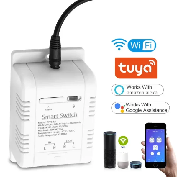 Tuya WiFi TH16 Switch Intelligent Temperature Sensor ,16A 3000W Thermostat Data Monitoring Compatible With Alexa Smart Life