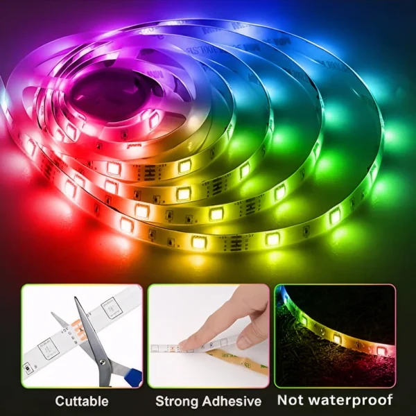 WIFI APP 5050 RGB LED Strip 24K Control With Battery And US plug Power Supply For Home Decoration And Ambient Lighting - Image 3