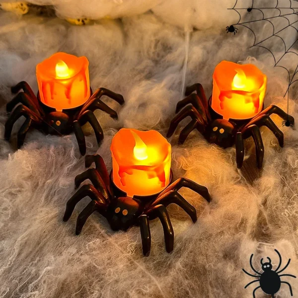 Haunted House Halloween Party Decor Horror Props Halloween Decorations LED Candle Light Plastic Spider Pumpkin Lamp For Home Bar - Image 2