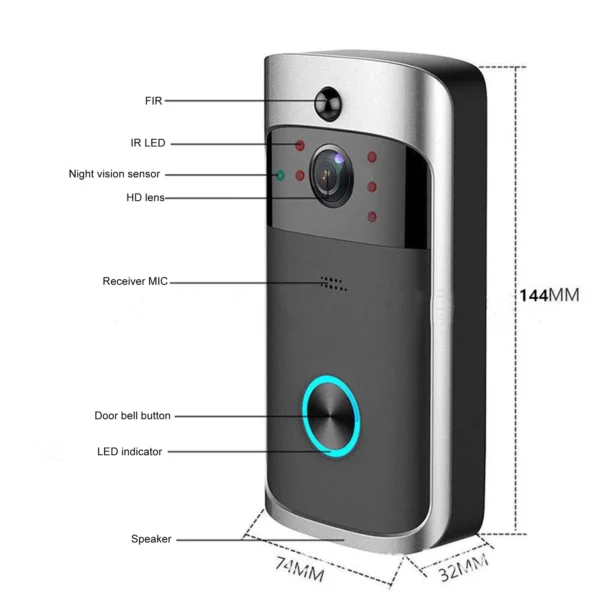 Wireless Doorbell WiFi Outdoor Wide-angle Camera Doorbell Security Door Bell Night Vision Video Intercom Voice Home Monitor - Image 6