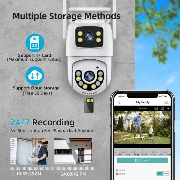 8MP 4K PTZ Wifi Camera Dual Lens Wireless Outdoor Surveillance Camera Ai Human Detect Security IP Camera Auto Tracking iCSee App - Image 6