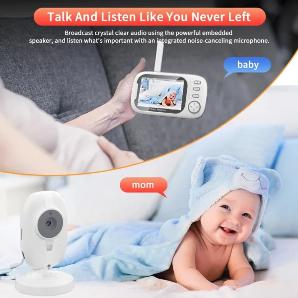 Cdycam New 3.5 inch Wireless Video Baby Monitor Night Vision Temperature Monitoring 2 Way Audio Talk Baby Nanny Security Camera - Image 2