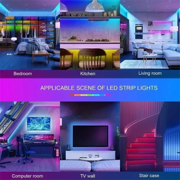 WIFI APP 5050 RGB LED Strip 24K Control With Battery And US plug Power Supply For Home Decoration And Ambient Lighting - Image 6