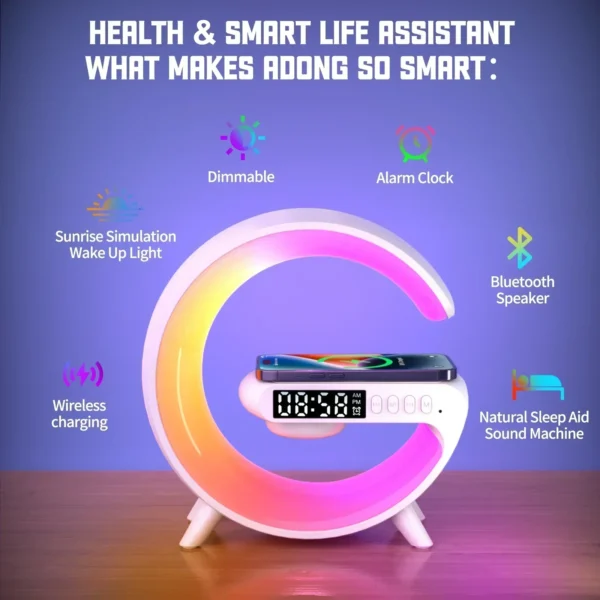 Multifunction Wireless Charger Pad Stand Speaker TF RGB Night Light 15W Fast Charging Station for iPhone Samsung Xiaomi Huawei - Image 3