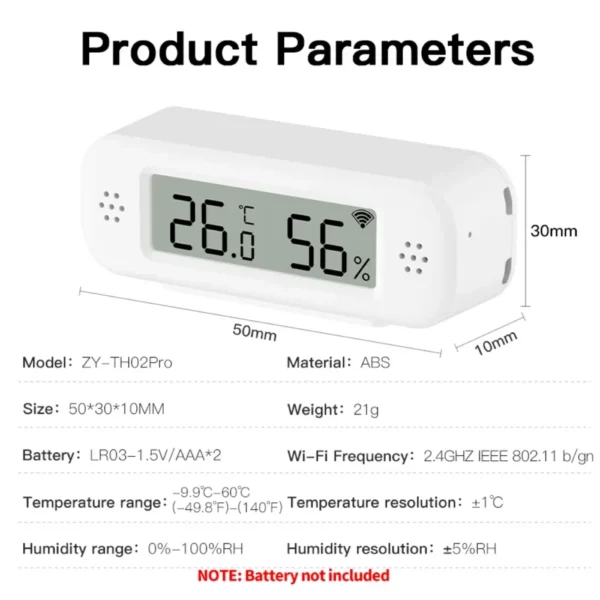 Tuya WiFi Mini Temperature Humidity For Smart Home Thermometer Hygrometer APP Remote Alarm Work with Google Home Yandex Alexa - Image 6