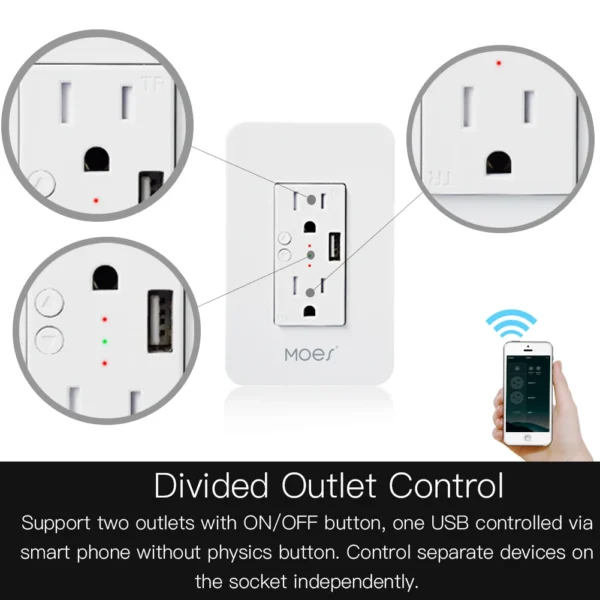 Smart Wall Socket with USB 2 plug outlets work with Alexa Google Home, No Hub Required by Smart Life/Tuya APP remote control - Image 5