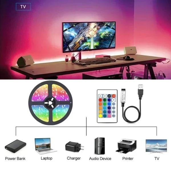 RGB 5050 Led Strip Lights APP with Remote Control Flexible Ribbon Color Change Led Lamp Tape Festival Party Decor TV Backlight - Image 5