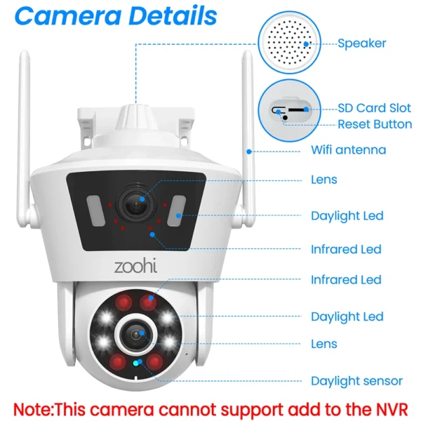 Dual Lens 6MP 2K Security Camera Icsee 2.4G Wireless Wifi Camera PTZ Cameras Color Night Vision Two Way Audio 4X Digital Zoom - Image 6