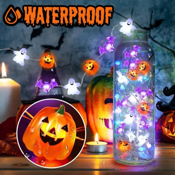 20/30 LED Halloween Copper Wire String Light With Mini Ghost Pumpkin Bat Waterproof Fairy Atmosphere Lamp Battery Operated - Image 4