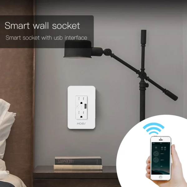 Smart Wall Socket with USB 2 plug outlets work with Alexa Google Home, No Hub Required by Smart Life/Tuya APP remote control - Image 3