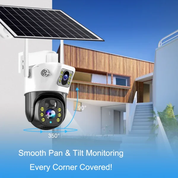 4G SIM Card Solar Camera WiFi 360 IP Camera 8MP 4K CCTV Battery Cameras Outdoor Dual Lens Smart Home Security Surveillance Solar - Image 5