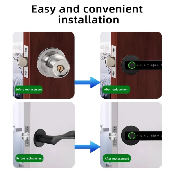 RAYKUBE M5 Tuya BLE Fingerprint Door Lock Digital Electronic Lock with Password/Key/IC Card/ Smartlife/ Tuya APP Unlock - Image 2