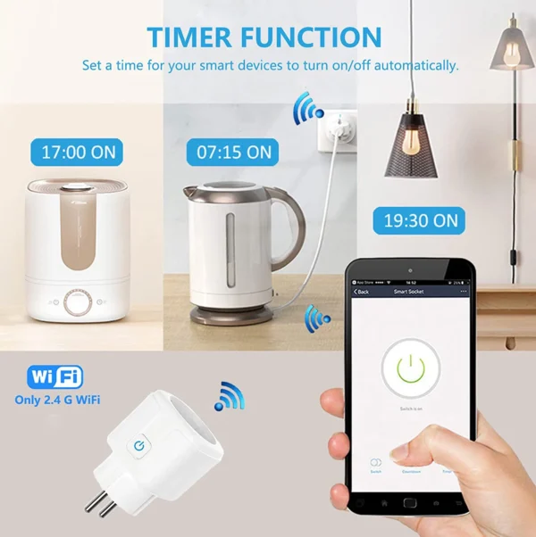 Tuya WiFi Smart Plug 16A/20A EU Smart Socket With Power Monitor Timing Smart Life Support Alexa Google Home Yandex SmartThings - Image 3