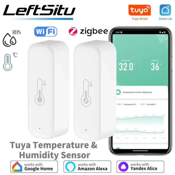 Tuya WiFi Zigbee 3.0 Temperature and Humidity Smart Home Thermometer Hygrometer APP Remote Alarm Work with Alexa Google Home