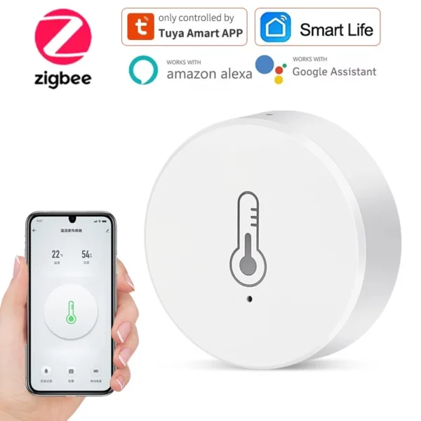 Tuya Smart ZigBee 3.0 Temperature And Humidity Sensor Battery Powered Security With Alexa Google Home Smart Life App Control