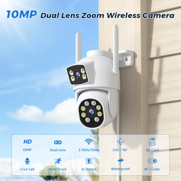 BESDER 10MP IP Camera Wifi Dual Lens Outdoor Auto Tracking Night Vision 5G HZ Wifi CCTV Surveillance Camera Security Protection - Image 2