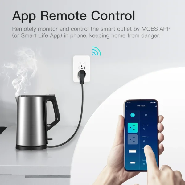 WiFi Smart Power Wall Socket with Type C And USB Dual Outlet Plug Power Outlets Support Alexa Google Home - Image 3