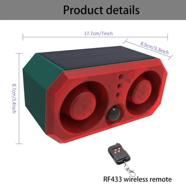 Solar Motion Alarm 130db Loud Motion Sensor Alarm Solar-Powered Noise Siren Alert Light Sound USB Rechargeable Recording Feature - Image 6