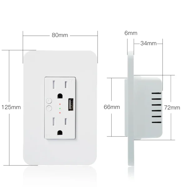 Smart Wall Socket with USB 2 plug outlets work with Alexa Google Home, No Hub Required by Smart Life/Tuya APP remote control - Image 6