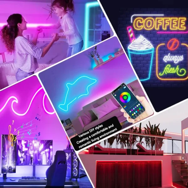 RGB Neon LED Strip Lights Tuya App Control 16Colors Dimmable DIY Waterproof Flexible Ribbon Tape Neon Lights for Room Decoration - Image 6