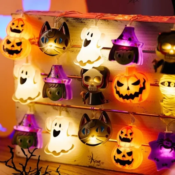 2024 Halloween Party LED String Lights Ghost Pumpkin Cat Spider Web Decor Night Light Halloween Indoor Outdoor Decoration Props - Image 5