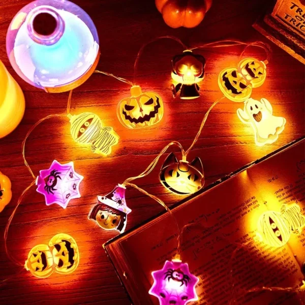 2024 Halloween Party LED String Lights Ghost Pumpkin Cat Spider Web Decor Night Light Halloween Indoor Outdoor Decoration Props - Image 3