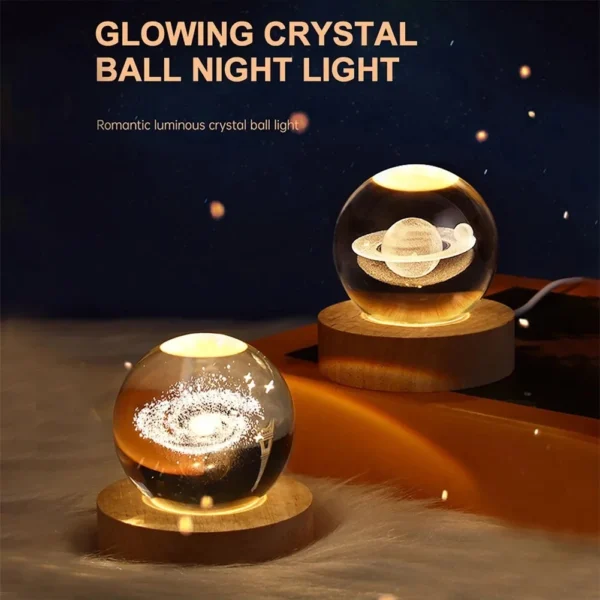 Unique 3D Crystal Ball Lamp with Galaxy and Planetary Projections USB Night Light for Cozy Atmosphere plasma ball - Image 2