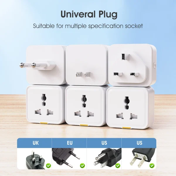 Tuya Smart Home Plug and Socket Wireless WIFI UK EU US Universal 16A Travel Adapter Conversion Socket Power Monitoring - Image 2