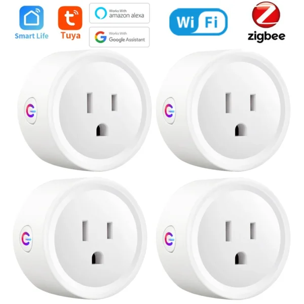 Tuya WIFI / Zigbee US Socket Smart Plug 10A/16A/20A Smart Life Remote Voice Control Timing Outlet Work with Google Home Alexa