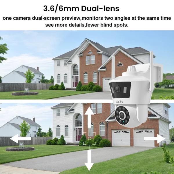 Dual Lens 6MP 2K Security Camera Icsee 2.4G Wireless Wifi Camera PTZ Cameras Color Night Vision Two Way Audio 4X Digital Zoom - Image 3